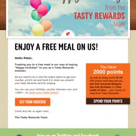 Table Table Mobile Optimised Celebrations Email Design